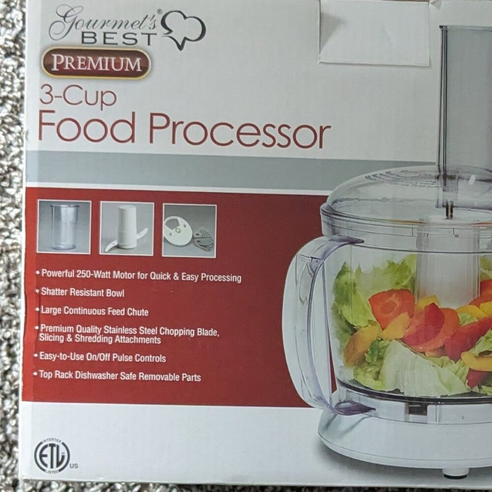 Gourmet's Best Premium 3-cup food processor - NEW